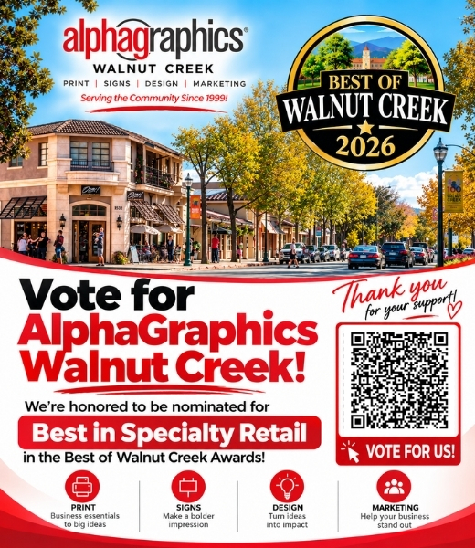 "AlphaGraphics Walnut Creek has proudly served the community since 1999 with professional printing, signs, design, and marketing solutions."