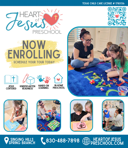 Jesus-centered preschool in Spring Branch offering kindergarten readiness and hands-on learning