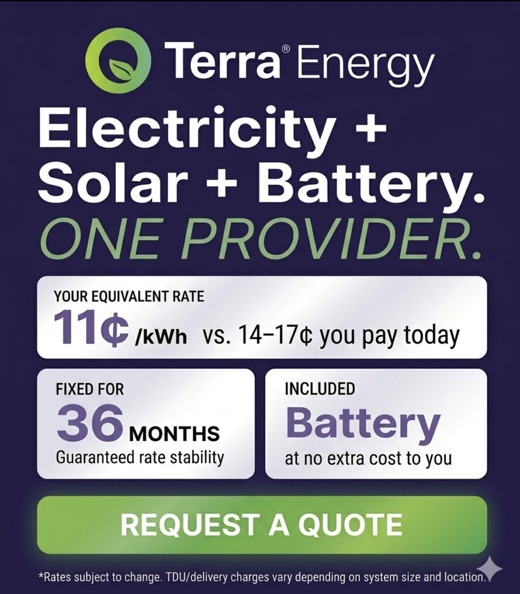 Terra Energy is an all-inclusive energy provider offering complete solar and backup battery subscriptions with no hidden fees and immediate monthly savings.