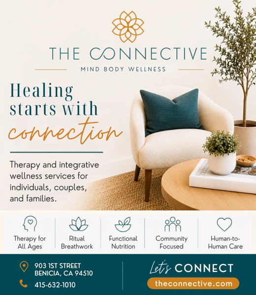 The Connective: A collaborative wellness practice offering therapy, functional nutrition, and holistic support for individuals, couples, and families in Benicia and beyond.